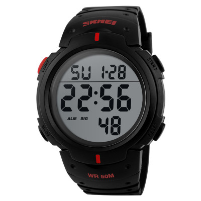 Чоловічий спортивний годинник Skmei 1068RD Black-Red з електронним циферблатом та підсвічуванням