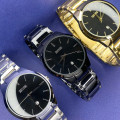 Чоловічий класичний годинник Skmei 9140GDBK Gold-Black з металевим браслетом та календарем