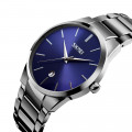 Чоловічий класичний годинник Skmei 9140SIBU Silver-Blue зі сріблястим браслетом та синім циферблатом