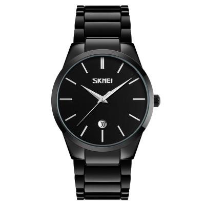 Чоловічий годинник Skmei 9140BK All Black класичний з металевим браслетом та датою