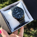 Чоловічий годинник Skmei 9140BK All Black класичний з металевим браслетом та датою