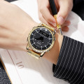 Чоловічий годинник Skmei 1898GDBK Gold-Black з комбінованим циферблатом та металевим браслетом