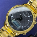 Чоловічий годинник Skmei 1898GDBK Gold-Black з комбінованим циферблатом та металевим браслетом