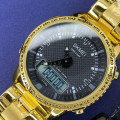 Чоловічий годинник Skmei 1898GDWT Gold-White з комбінованим циферблатом та золотистим браслетом
