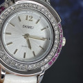 Жіночий класичний годинник Skmei 1855SIWT Silver-White зі шкіряним ремінцем та мінеральним склом