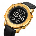 Чоловічий годинник Skmei 1864LGDBK Gold-Black Leather з електронним циферблатом та підсвічуванням