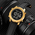 Чоловічий годинник Skmei 1864LGDBK Gold-Black Leather з електронним циферблатом та підсвічуванням