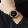 Чоловічий годинник Skmei 1864LGDBK Gold-Black Leather з електронним циферблатом та підсвічуванням