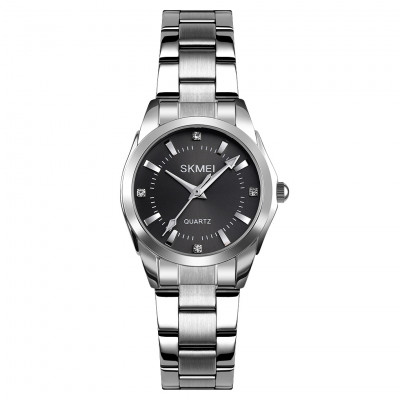 Жіночий класичний годинник Skmei 1620SIBK Silver-Black зі сріблястим металевим браслетом