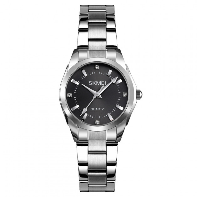 Жіночий класичний годинник Skmei 1620SIBK Silver-Black зі сріблястим металевим браслетом