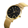 Жіночий годинник Skmei 1530GD Gold з золотистим браслетом та чорним циферблатом