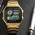 Чоловічий електронний годинник Skmei 1335GD Gold у золотистому корпусі з таймером та будильником