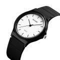 Жіночий годинник Skmei 1419BKWT Black White з білим циферблатом та чорним ремінцем