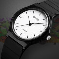 Жіночий годинник Skmei 1419BKWT Black White з білим циферблатом та чорним ремінцем