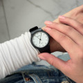 Жіночий годинник Skmei 1419BKWT Black White з білим циферблатом та чорним ремінцем
