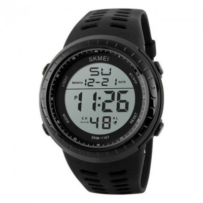 Чоловічий спортивний годинник Skmei 1167BK Black з електронним циферблатом та захистом від води 5 ATM