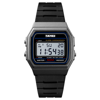 Жіночий спортивний годинник Skmei 1412TN Titanium Silver-Black з електронним циферблатом та підсвічуванням