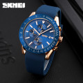 Чоловічий наручний годинник Skmei 9253PRGBU Rose Gold-Blue з хронографом та синім силіконовим ремінцем