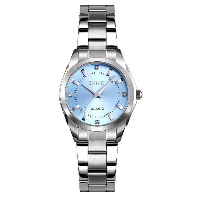Жіночий класичний годинник Skmei 1620SIBU Silver-Blue зі сріблястим браслетом та синім циферблатом