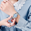 Жіночий класичний годинник Skmei 1620SIBU Silver-Blue зі сріблястим браслетом та синім циферблатом