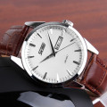 Жіночий класичний годинник Skmei 9073SIWT-S Silver-White зі шкіряним ремінцем та календарем