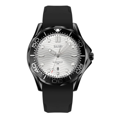 Чоловічий годинник Skmei 9276PBKSI Black-Silver з каучуковим ремінцем та мінеральним склом