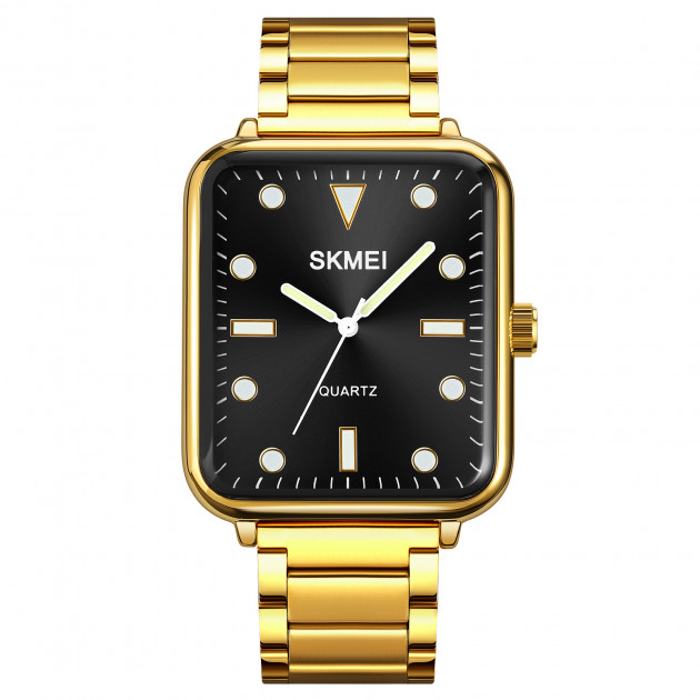 Чоловічий годинник Skmei 1954GDBK-SP Gold-Black Sun Pattern з металевим браслетом