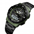 Чоловічий годинник Skmei 1370AG Army Green спортивний тактичний з металевим браслетом та підсвічуванням