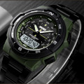 Чоловічий годинник Skmei 1370AG Army Green спортивний тактичний з металевим браслетом та підсвічуванням