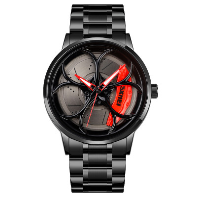 Чоловічий класичний годинник Skmei 1990B Black-Red з металевим браслетом та мінеральним склом