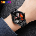 Чоловічий класичний годинник Skmei 1990B Black-Red з металевим браслетом та мінеральним склом