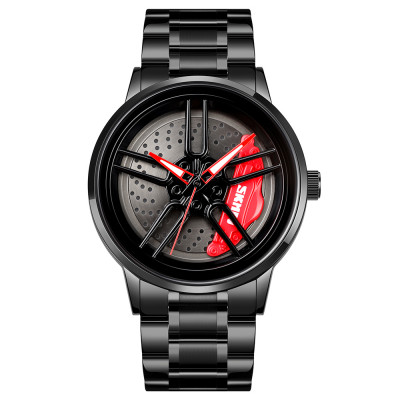 Чоловічий наручний годинник Skmei 1990A Black-Red STOPPED зі сталевим браслетом та мінеральним склом