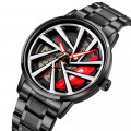 Чоловічий наручний годинник Skmei 1990C Black Red-Silver з металевим браслетом та мінеральним склом