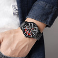 Чоловічий наручний годинник Skmei 1990C Black Red-Silver з металевим браслетом та мінеральним склом