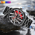 Чоловічий наручний годинник Skmei 1990C Black Red-Silver з металевим браслетом та мінеральним склом