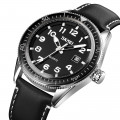 Чоловічий класичний годинник Skmei 9232LSIBK Silver-Black Leather з календарем та шкіряним ремінцем