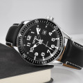 Чоловічий класичний годинник Skmei 9232LSIBK Silver-Black Leather з календарем та шкіряним ремінцем