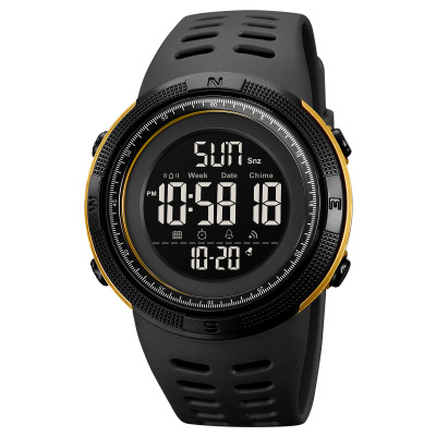 Чоловічий спортивний годинник Skmei 2070BKGD Black-Gold з електронним циферблатом та підсвічуванням