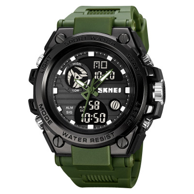 Чоловічий годинник Skmei 2031AG Army Green спортивний тактичний з комбінованим циферблатом