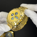Чоловічий годинник Skmei 1673GDGD Gold-Gold з комбінованим циферблатом та металевим браслетом