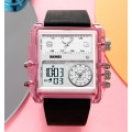 Чоловічий годинник Skmei 2020PK Pink-Transparent зі стрілково-електронним циферблатом та будильником