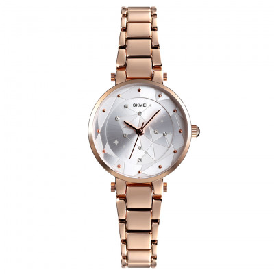 Жіночий годинник Skmei 1411RG Rose-Gold у класичному стилі з металевим браслетом