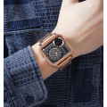 Чоловічий годинник Skmei 2025RG Rose Gold у квадратному корпусі з комбінованим циферблатом