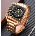 Чоловічий годинник Skmei 2025RG Rose Gold у квадратному корпусі з комбінованим циферблатом