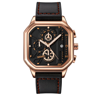 Чоловічий годинник Skmei 1963RG Rose-Gold з секундоміром та шкіряним ремінцем