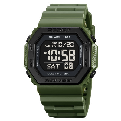 Чоловічий спортивний годинник Skmei 1988AG Army-Green з електронним циферблатом та захистом 5 ATM
