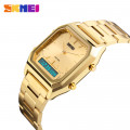 Жіночий годинник Skmei 1220GD Gold SALE 2025 з комбінованим циферблатом та золотистим браслетом