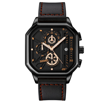 Чоловічий наручний годинник Skmei 1963BKRG Black-Rose-Gold з календарем та секундоміром