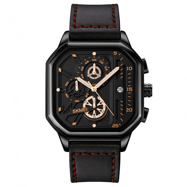 Чоловічий наручний годинник Skmei 1963BKRG Black-Rose-Gold з календарем та секундоміром