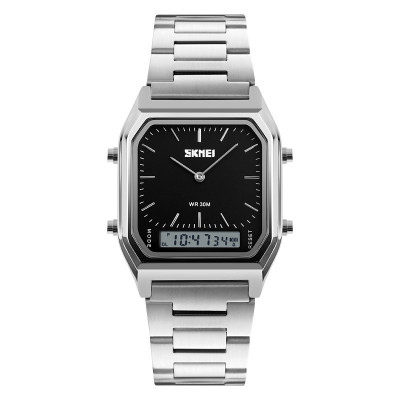 Жіночий годинник Skmei 1220SIBK Silver-Black зі сріблястим браслетом та стрілково-електронним циферблатом